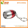 Factory Bulk Sale Egg Shaped Promotional Cheap 6 led Aluminium Mini Flashlight with Keychain